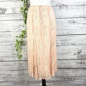 Ruby Rd. Skirt 14 Petite Peach Gray Sheer Pleated Tassels Boho Modest Wedding
